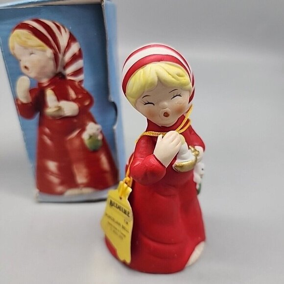 1978 JASCO Bedtime Bell Bisque Porcelain Bell Little Girl In Pajamas With Candle - Picture 1 of 7